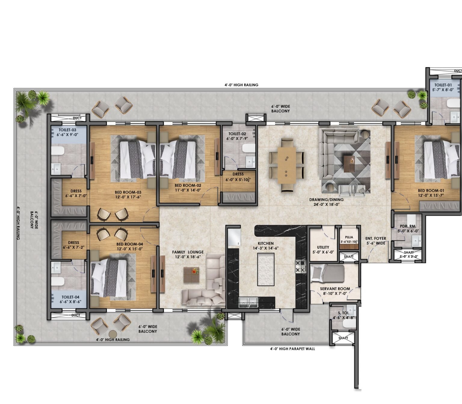 4+1 BHK 3796 Sq.Ft